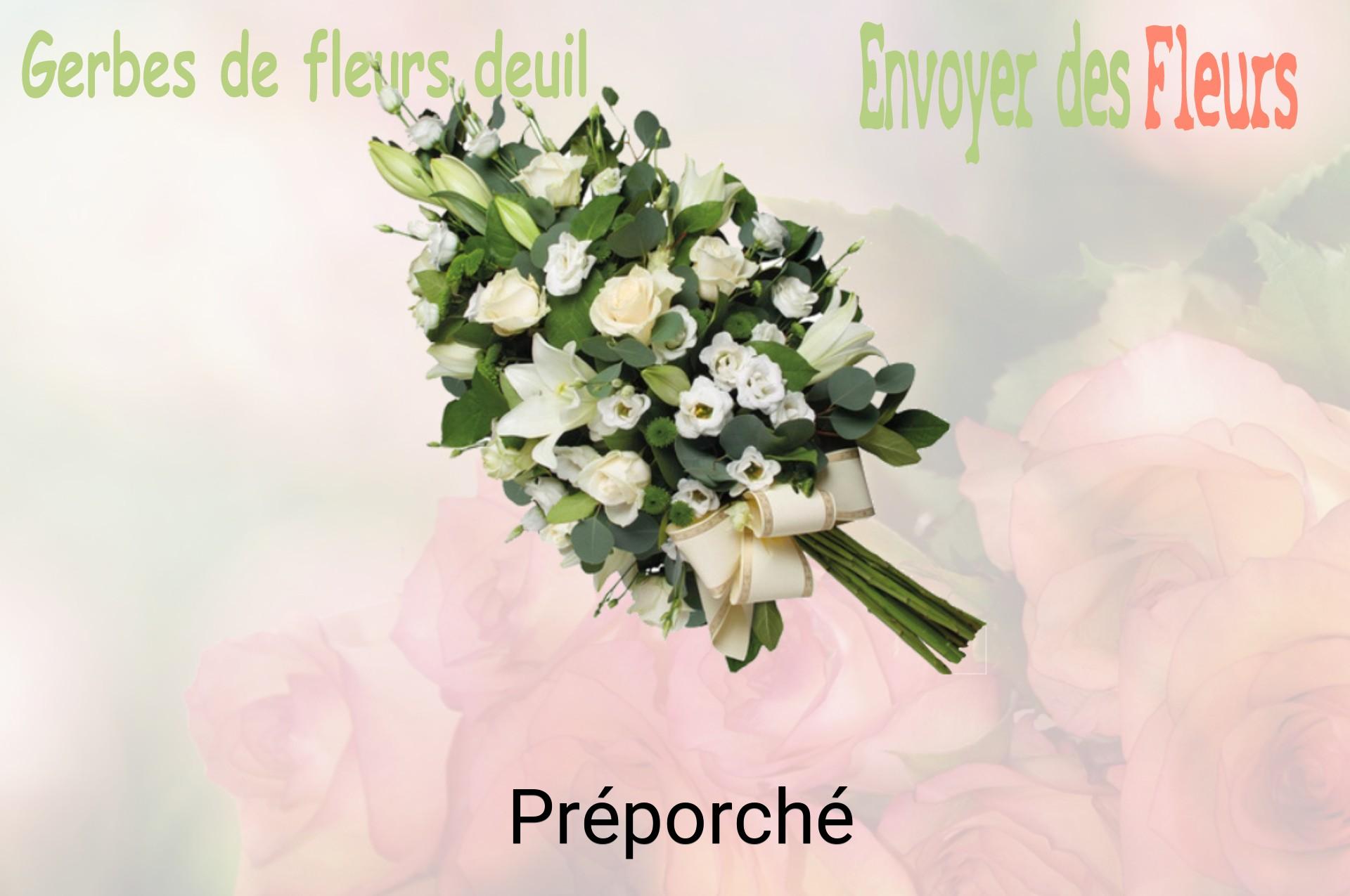 Gerbe de fleurs de deuil livrée à Préporché